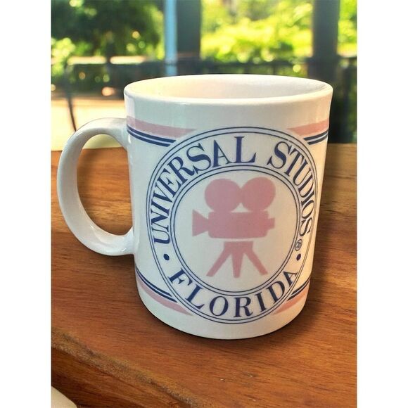 VTG Universal Studios Florida Souvenir Coffee Mug Retro Movie Camera Logo 1990s - Picture 2 of 5